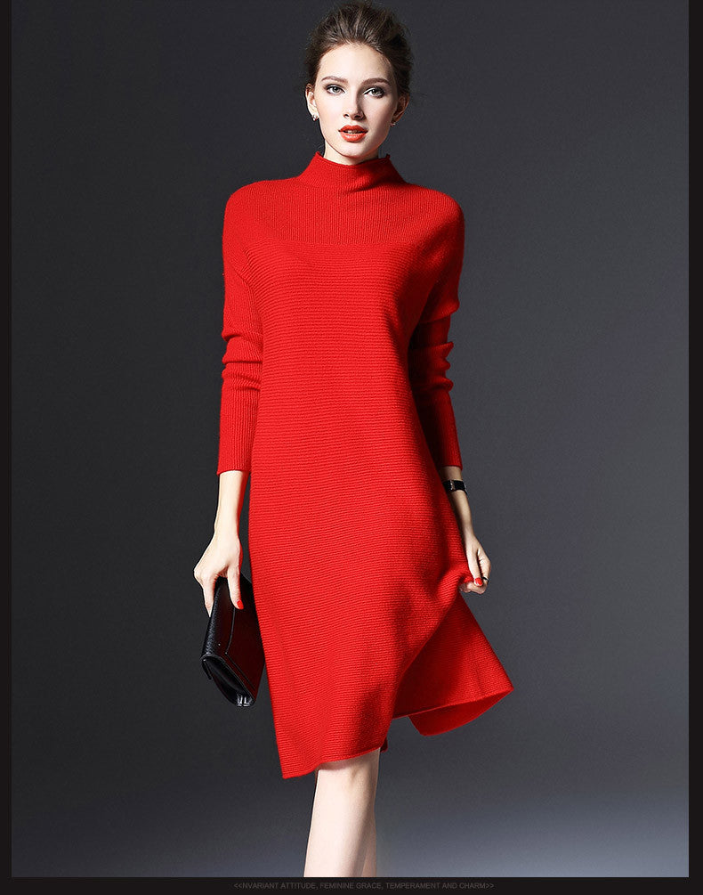 Online discount shop Australia - Autumn Dress vestidos Loose Long-Sleeved sweater Thin Solid Color Knit for down halloween costumes for women