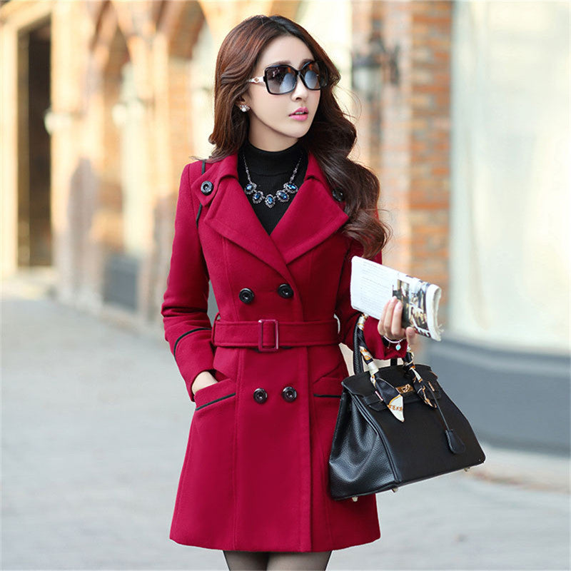 Clothes Woman Long Design Wool Coat Female Fashion Slim Thin Long Blends Trench Overcoat XXXL