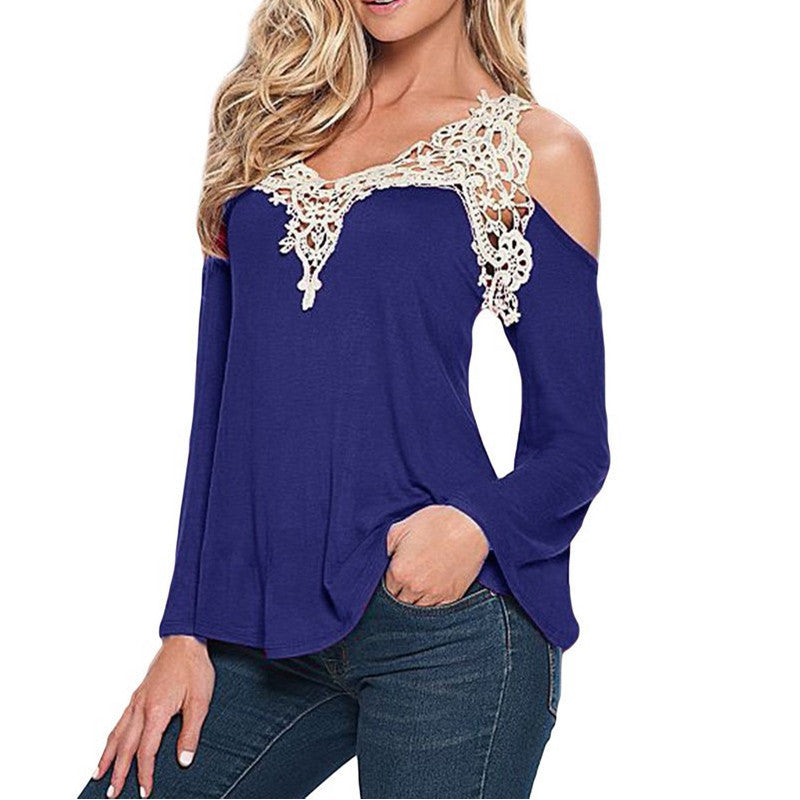 Online discount shop Australia - 5XL Plus Size Clothing Sexy Lace Blouse Flare Sleeve Knitted Shirts Women Blouses Off Shoulder