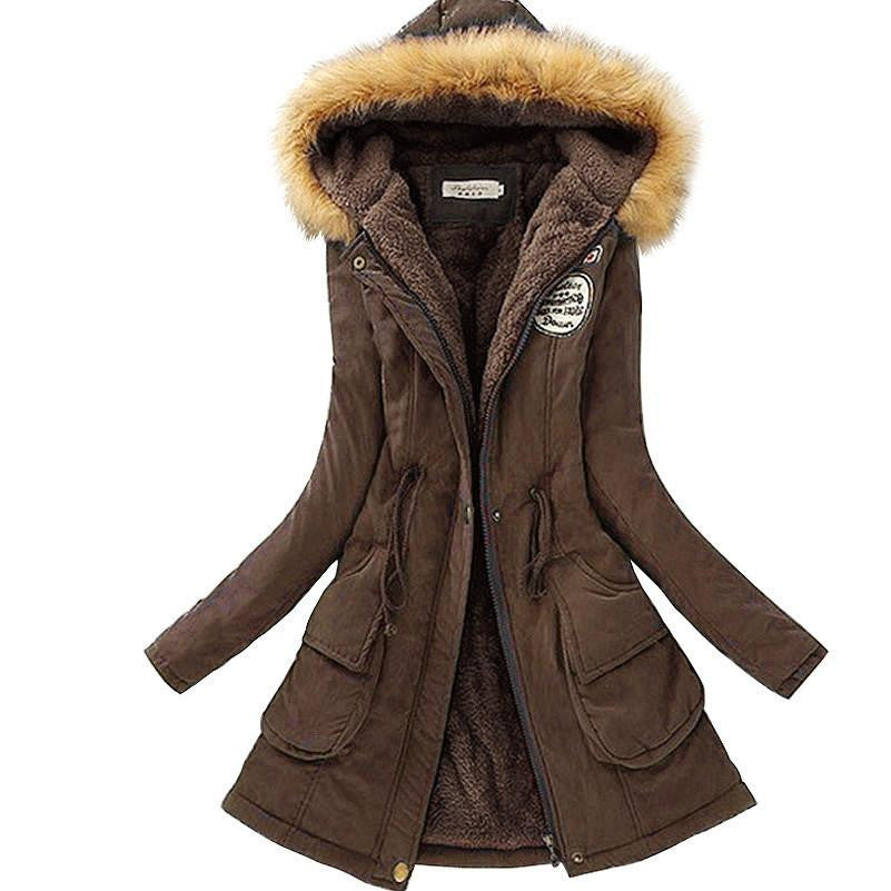 Warm Jacket Women Fashion Women's Fur Collar Coats Jackets for Lady Long Slim Down Parka Hoodies Plus Size