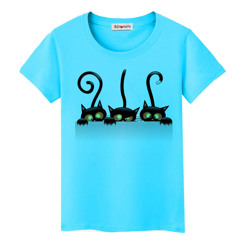naughty black cat 3D t shirt women lovely cartoon shirt Good comfortable brand casual tops