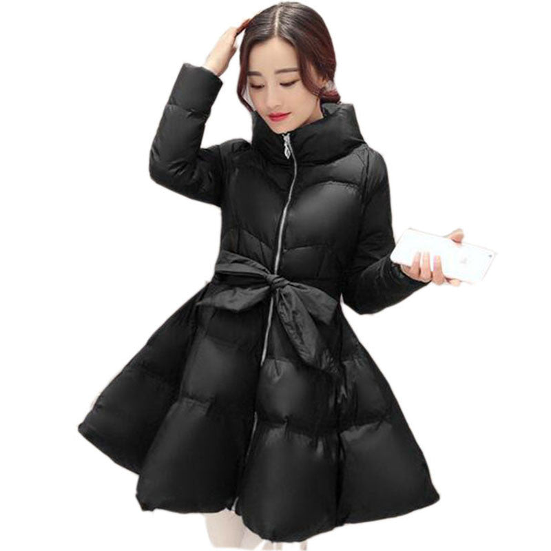 Online discount shop Australia - New  Jacket Women Womens Coat Clothing Long Cotton Padded Slim Bow Waist Fluffy Skirt A Warm Coat Jacket BN401BN