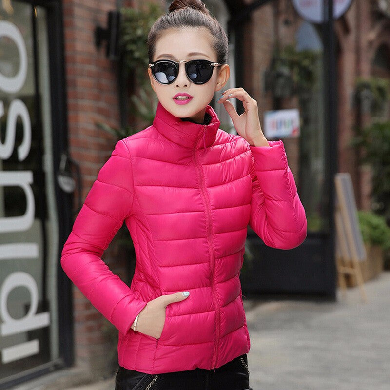 Online discount shop Australia - jacket women stand collar long-sleeve short paragraph thin and light jacket female coat big yards women