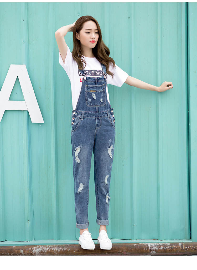 Online discount shop Australia - Fashion Ripped Jeans Jumpsuits Ladies Girls long Pants Casual Women Rompers bib overalls Suspenders