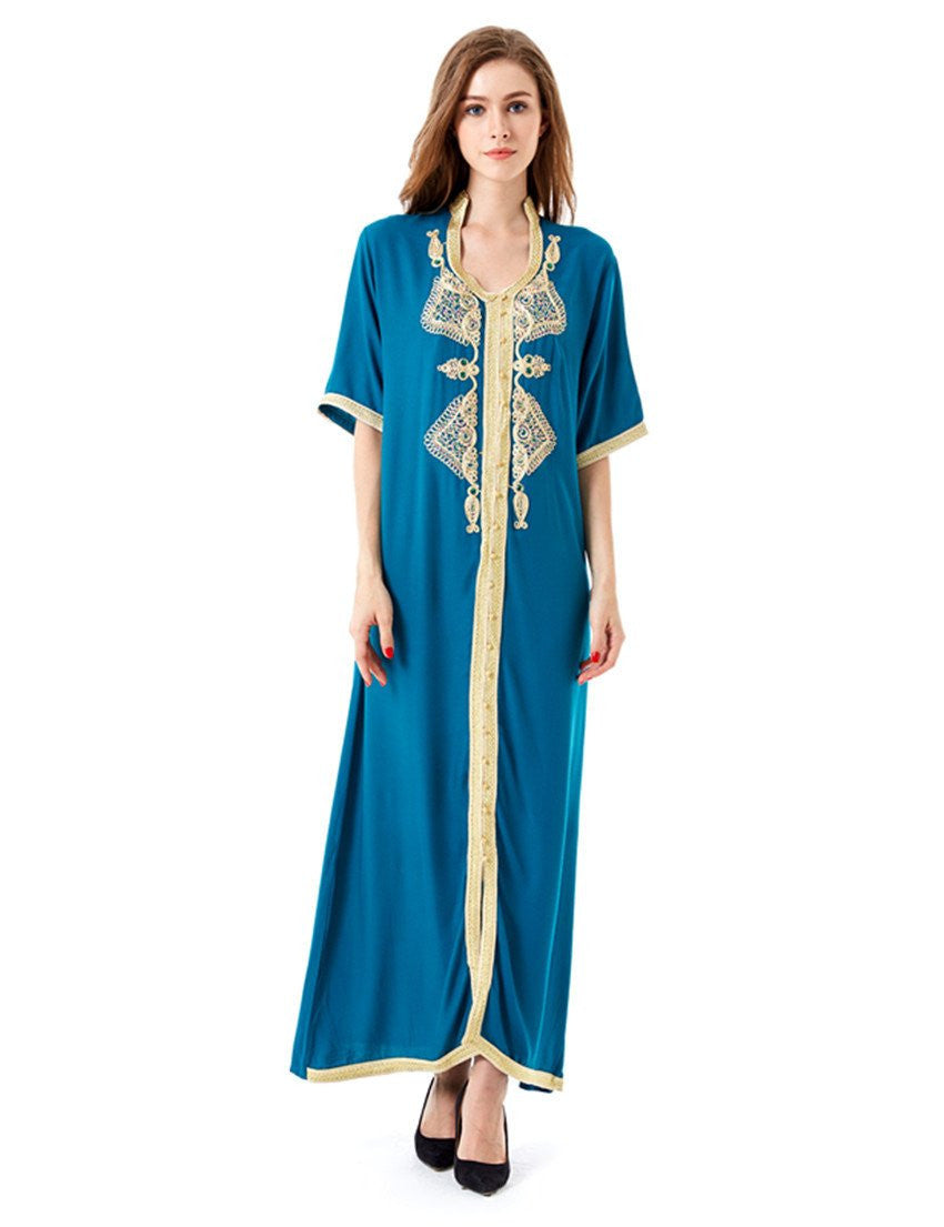 Women's Maxi Long sleeve long Dress moroccan Kaftan Caftan Jilbab Islamic abaya Muslim Turkish Arab arabic Robes gown HM-1449