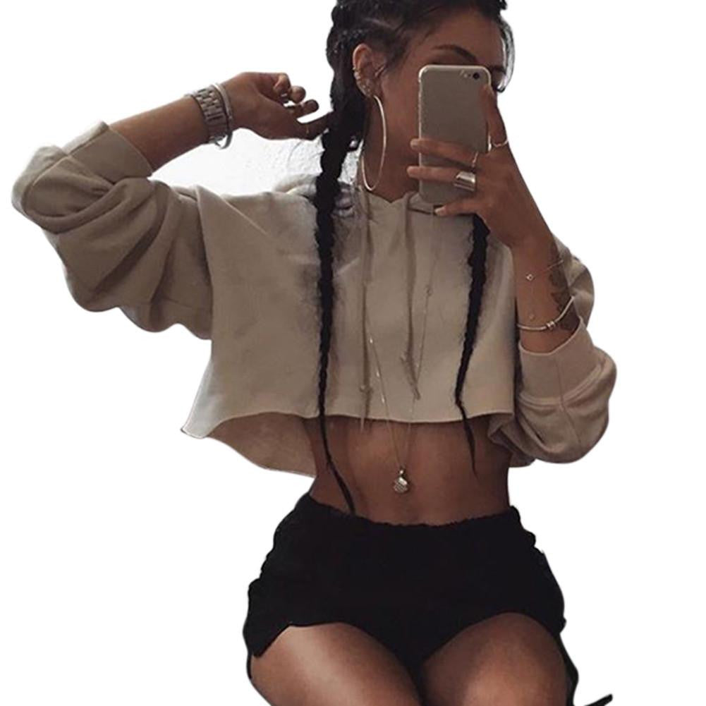 Thin Hooded Cut Out Halter Short Sweatshirts Casual Pullovers Women Girls Hoodie Woman Cropped Tops Tracksuits Female