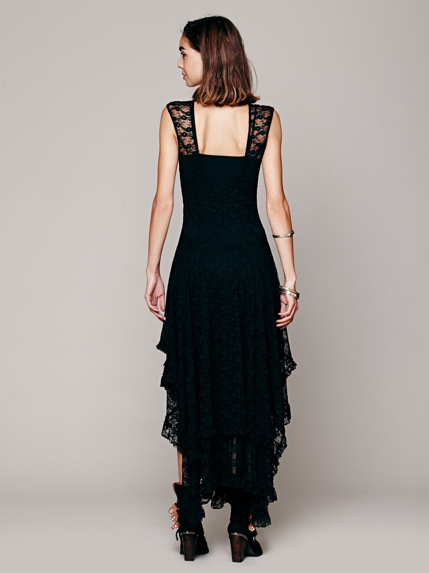 Summer Luxury Brand Runway Women Black Lace Dress Floral Daisy Embroidery Midi Mid-Calf Dresses Italian