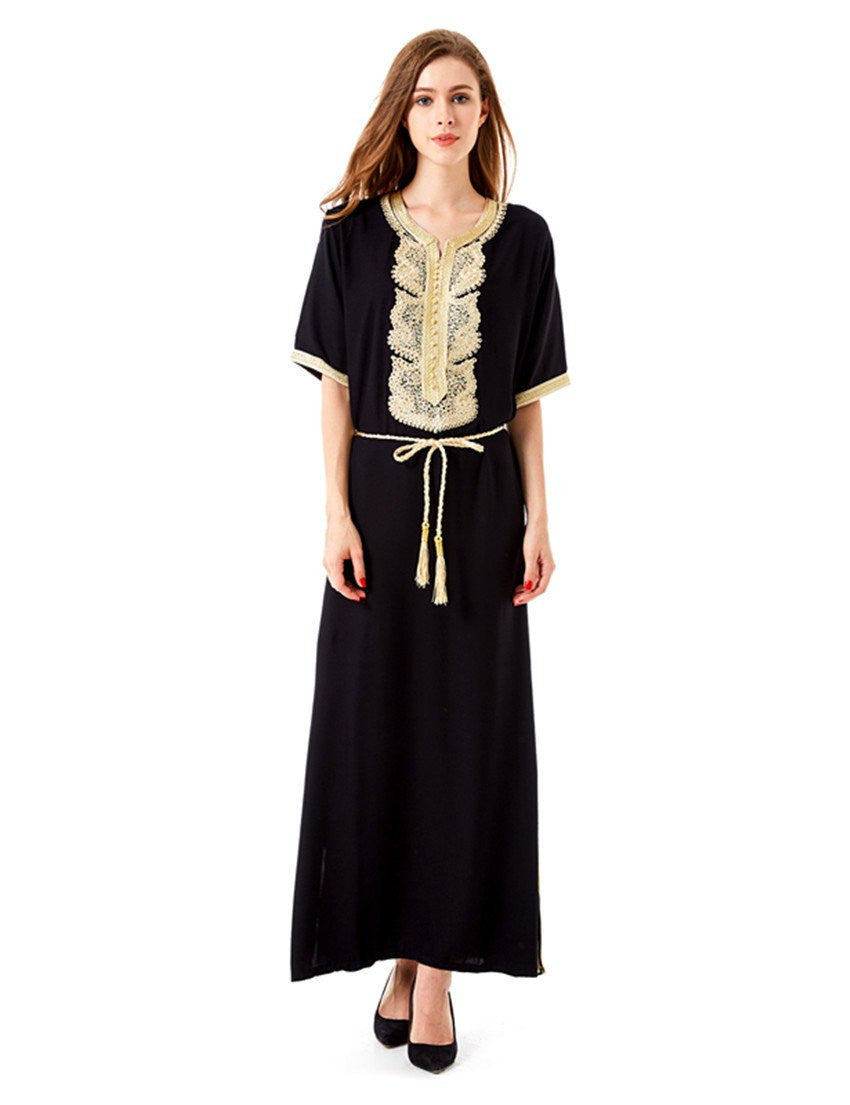 Women's Maxi Muslim Long Dubai Dress moroccan Kaftan Caftan Jilbab Islamic Abaya Muslim abaya Turkish arabic dress robe 1604