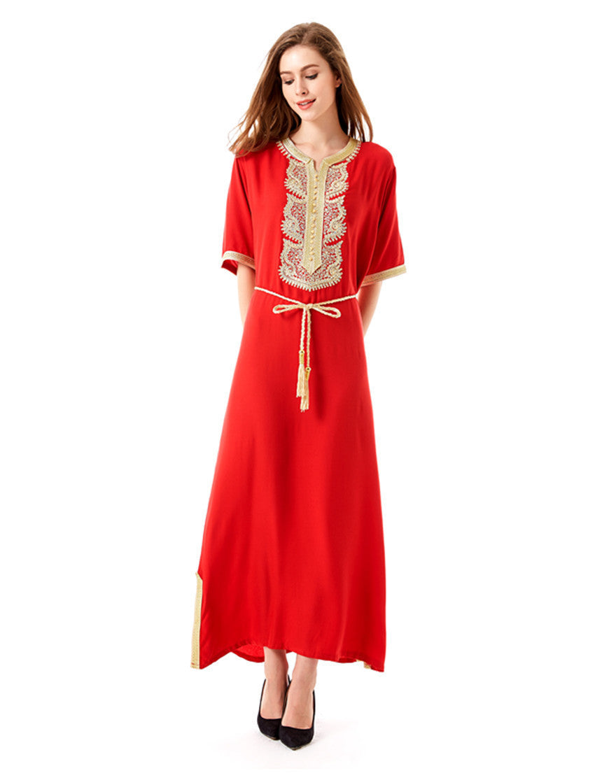 Women's Maxi Muslim Long Dubai Dress moroccan Kaftan Caftan Jilbab Islamic Abaya Muslim abaya Turkish arabic dress robe 1604