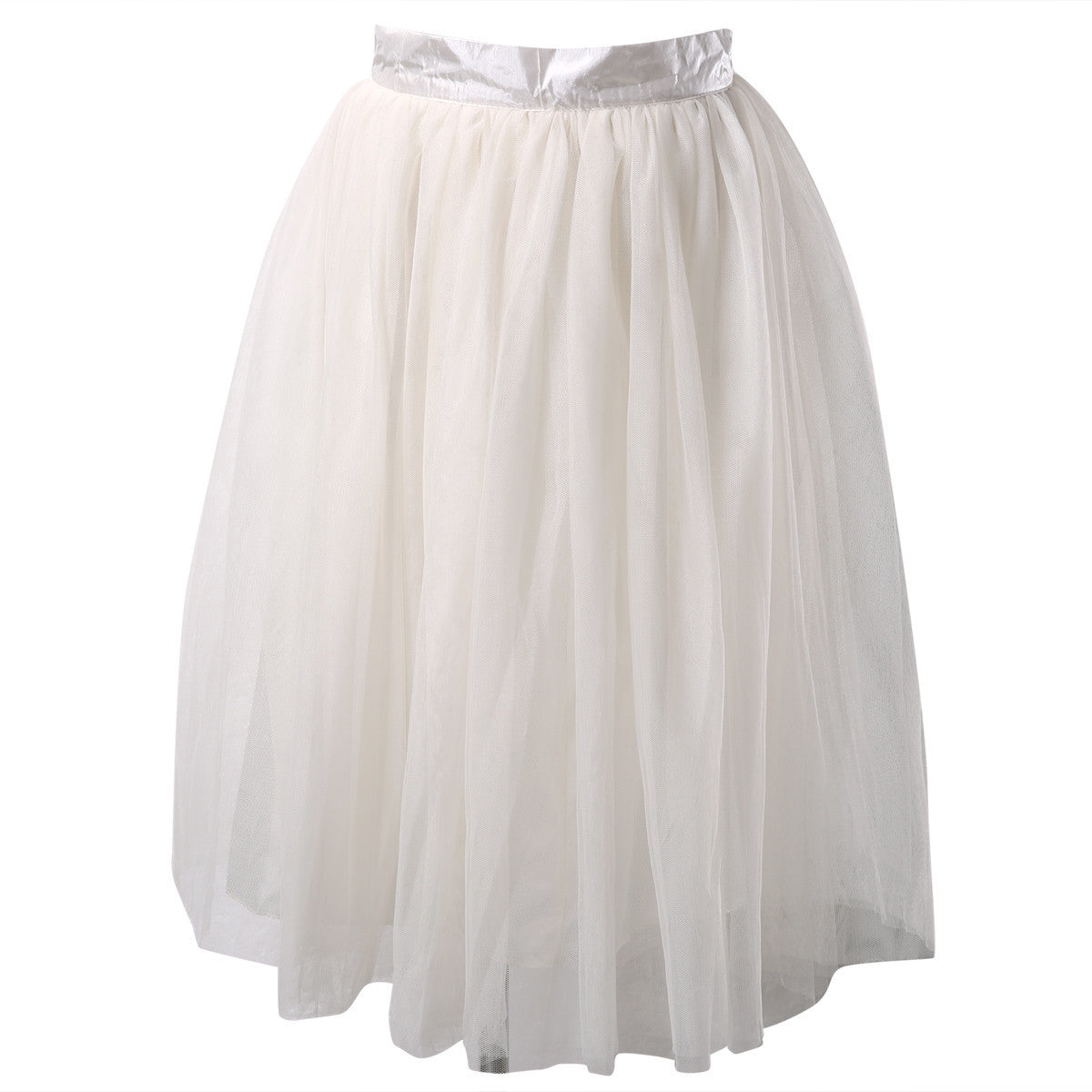 Puff Women Chiffon Tulle Skirt White Black High waist Midi Knee Length Chiffon plus size Female Tutu Skirts