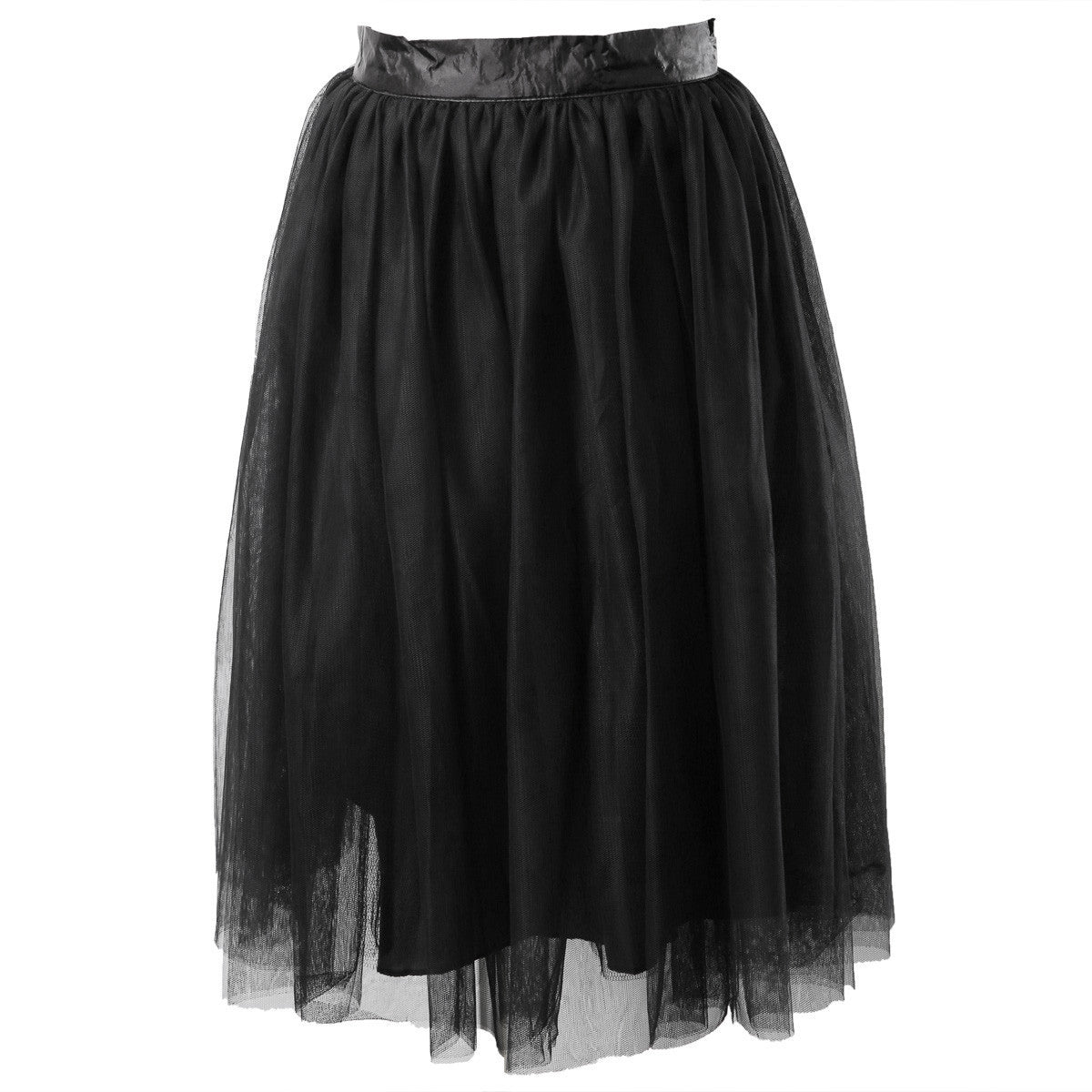 Puff Women Chiffon Tulle Skirt White Black High waist Midi Knee Length Chiffon plus size Female Tutu Skirts