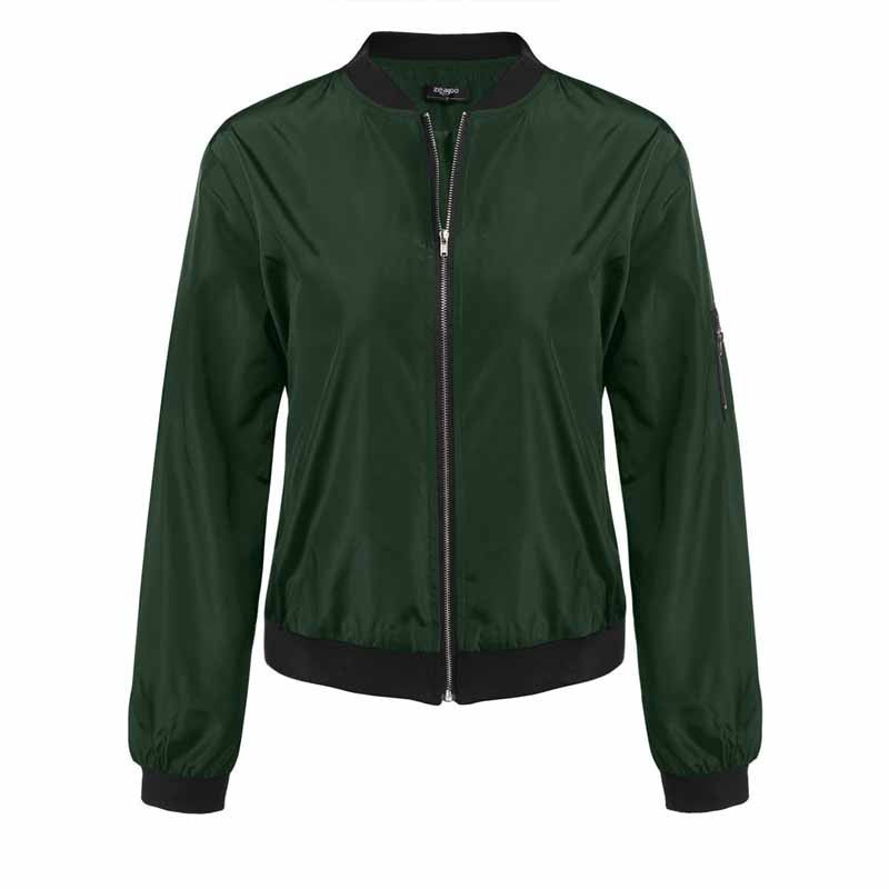 Online discount shop Australia - Army Green Bomber Jacket Women Basic Coats Celeb Bombers Stand Collar Zip Up Short Black  Coat Jackets Chaquetas Mujer XL