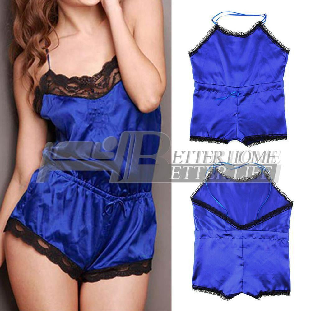 lingerie Nightgown Women Lace ,Sleepwear Set Loose Lace Patchwork Spaghetti Strap Backless