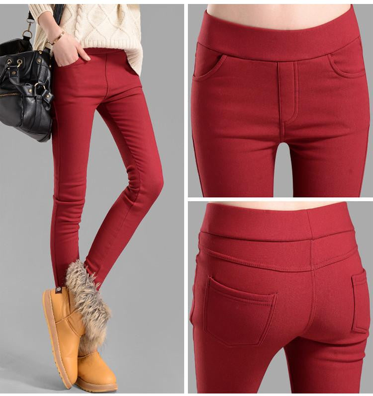 women pants capris plus size pencil pants fleece warm casual pants female trousers elastic Autumn Winter velvet thick leggings