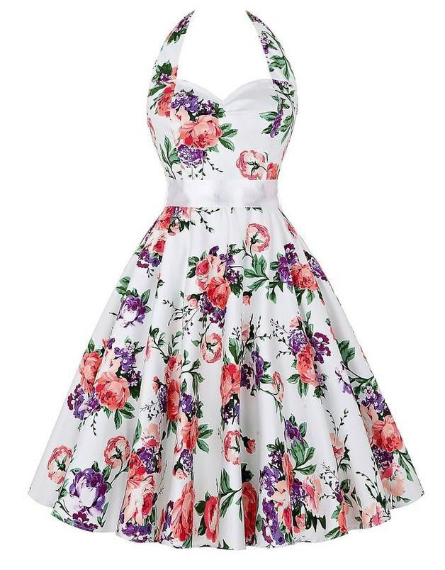 Women Dress Casual Print Floral Retro Vintage 50s robe Polka Dot Rockabilly Swing Pinup Party Dress plus size