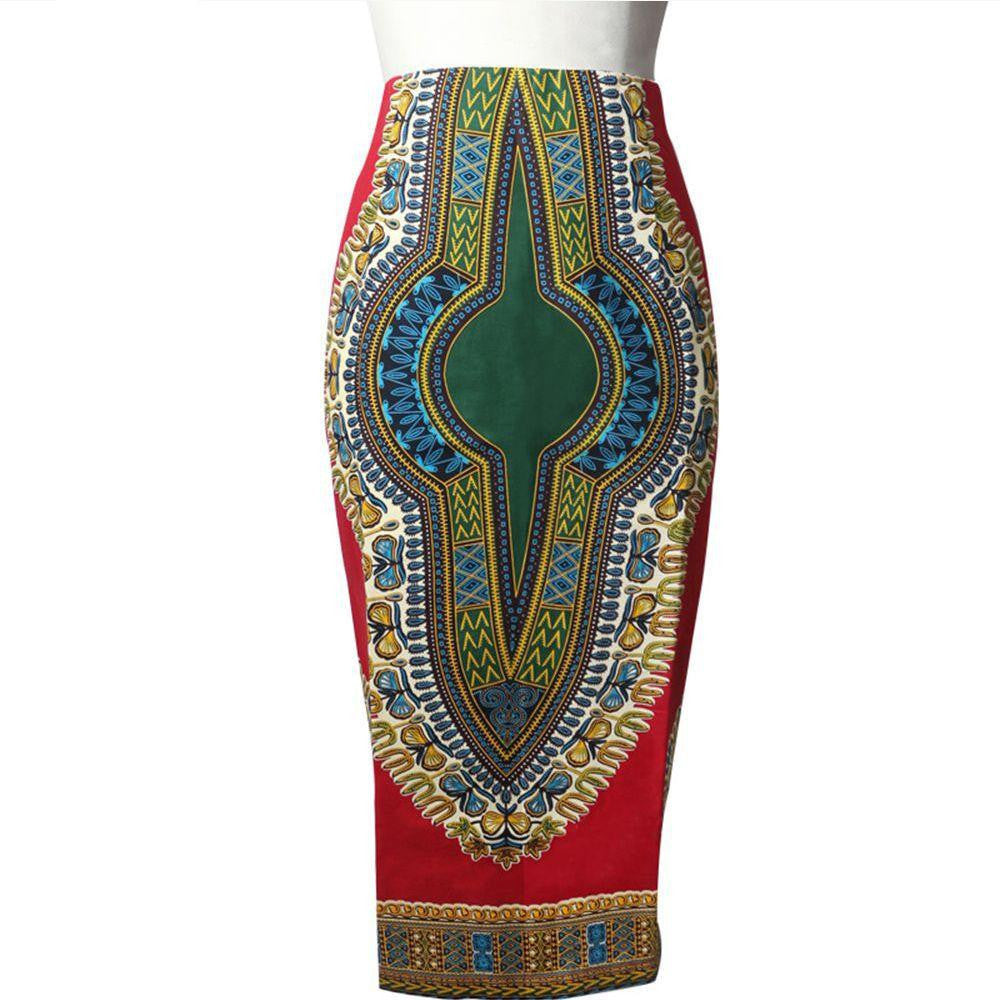 s style women African print high waist pencil skirt back slit with invisible zipper laay skirt