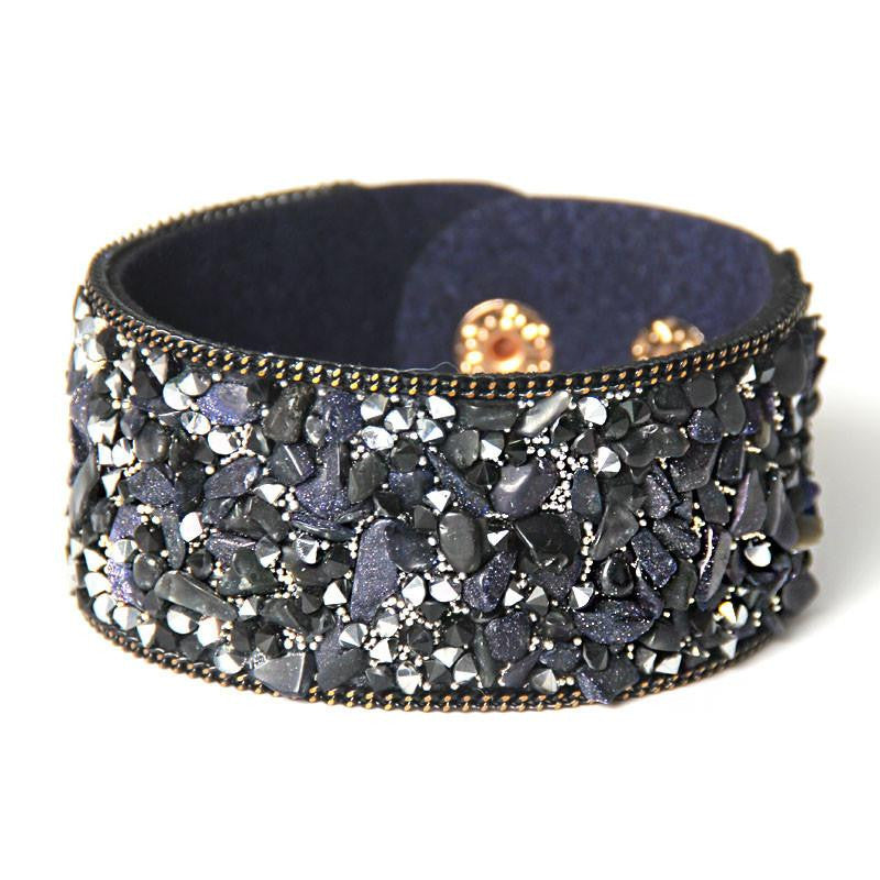 Women charm wrap Bracelets Slake Leather Bracelets With Crystals Stone Couple Jewelry Size 2.8*21cm