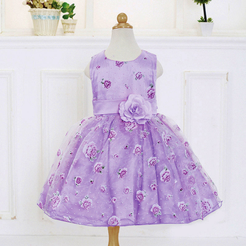 Online discount shop Australia - flower dress in sashes for wedding party girls floral print dress first communion dresses Size:100-150 L619