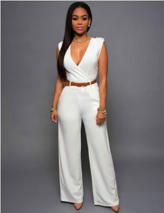 Jumpsuits Ladies Loose Slim Casual Party Overalls Women Sleeveless Nightclub Rompers With belt 15-25 arrive