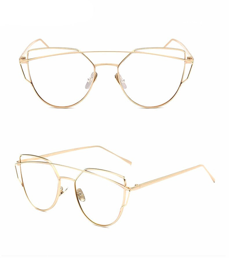 Online discount shop Australia - Cat Eye Sunglasses Women Vintage Fashion Rose Gold Mirror Sun Glasses Unique Flat Ladies Sunglasses Oculos UV400