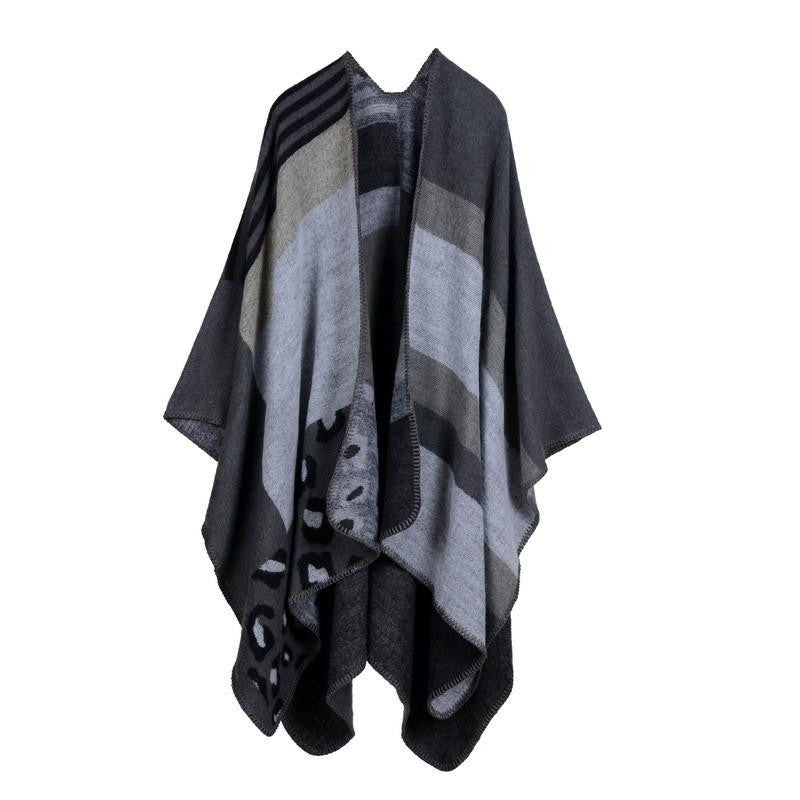 Women Poncho Cashmere Imitation Wool Scarf Embroidery personalized Poncho Block Check Blanket Poncho