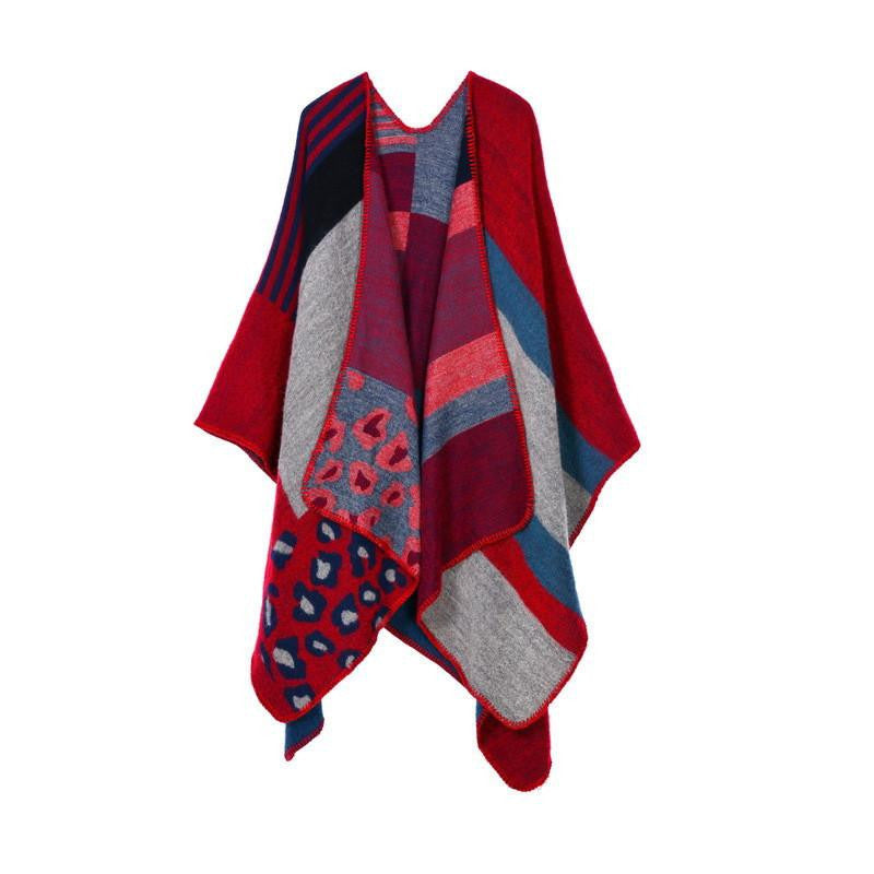 Women Poncho Cashmere Imitation Wool Scarf Embroidery personalized Poncho Block Check Blanket Poncho