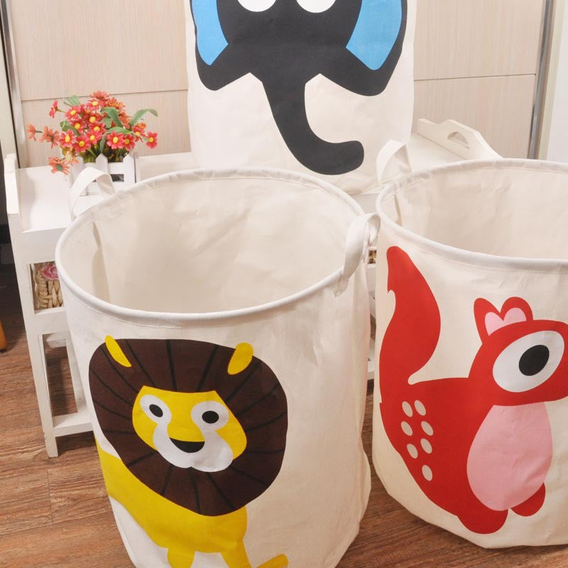 Online discount shop Australia - Cartoon Canvas Cotton Linen Fabric Clothing Barrels Laundry Storage Basket/Bags for Toys/Book/towels