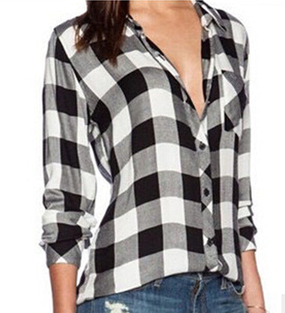 Plaid Women Shirts Blouses Female Shirt Long Sleeved Blouse Ladies Large Size Women's Tops Blouses