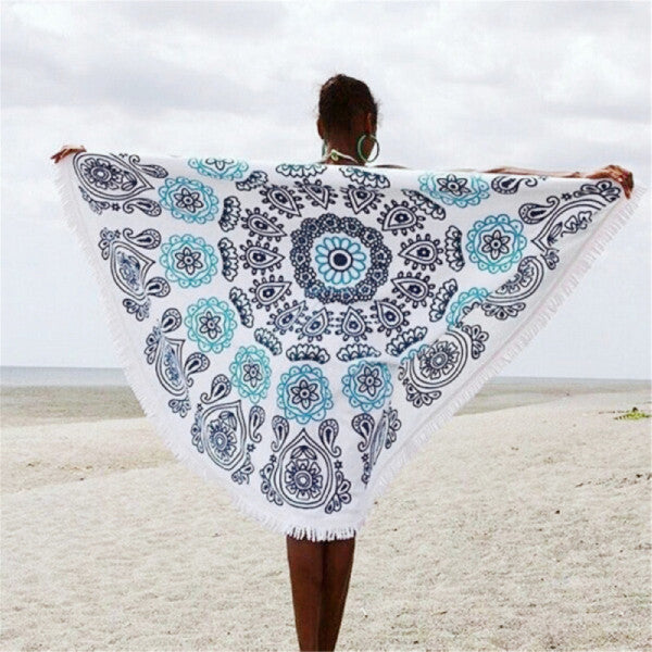 Round Tapestry Wall Hanging Beach Throw Towel Outdoor Picnic Yoga Mat Blanket Home Decor 150cm