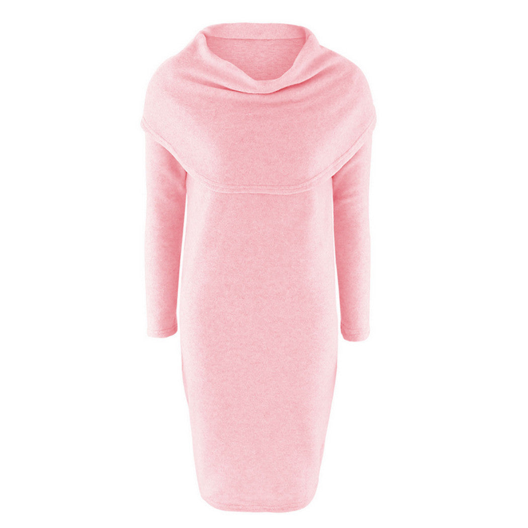 Online discount shop Australia - Fashion Women Winter Dress Turtleneck Knitted Sweater Dress Jumper Tops Dresses Woman Sweaters Oversized Pullovers Vestidos W0