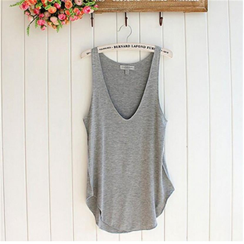 Woman Lady Sleeveless V-Neck Candy Color Vest Loose Tank Tops
