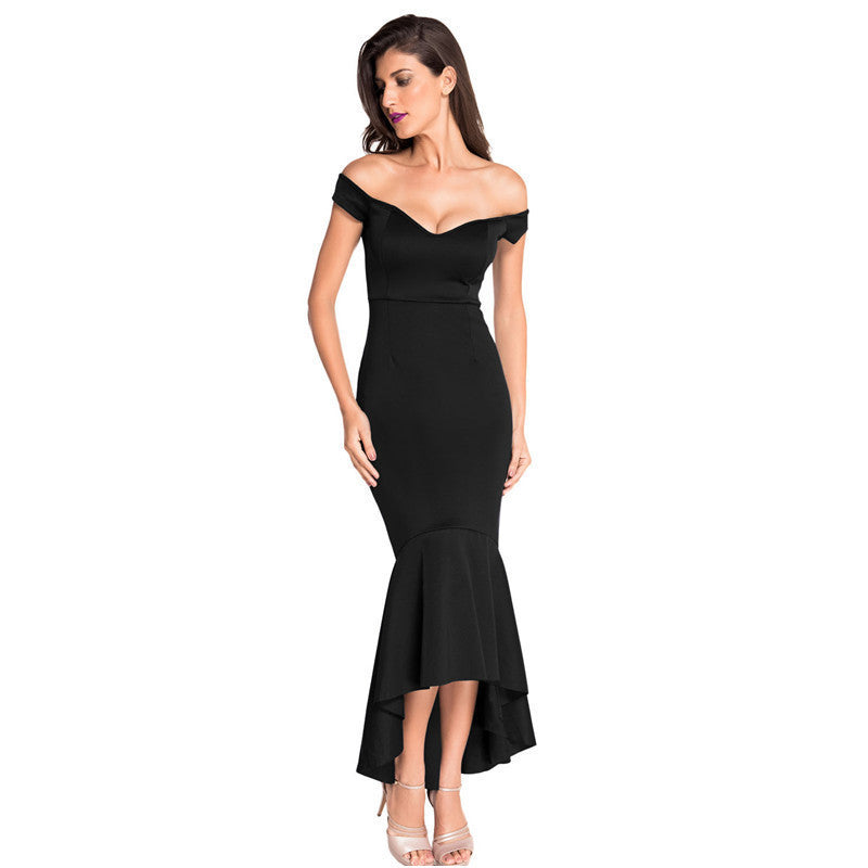 Online discount shop Australia - Formal Plus Size Dress Fishtail Women Maxi Dresses Long Sexy Off Shoulder Elegant Party Mermaid Dress 60171