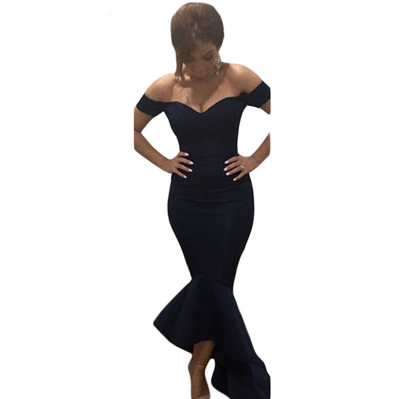Online discount shop Australia - Formal Plus Size Dress Fishtail Women Maxi Dresses Long Sexy Off Shoulder Elegant Party Mermaid Dress 60171