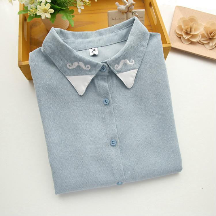 Online discount shop Australia - Long Sleeve Blouse Solid color Turn Down Collar Shirt  Ladies Blouses Womens Tops Fashion