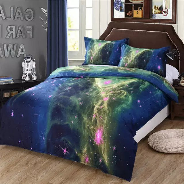 Online discount shop Australia - 3D Galaxy Bedding Sets Universe Outer Space Themed Bedspread 2pcs/3pcs/4pcs Twin/Queen Size Bed Sheets Duvet Cover Set #W10074#