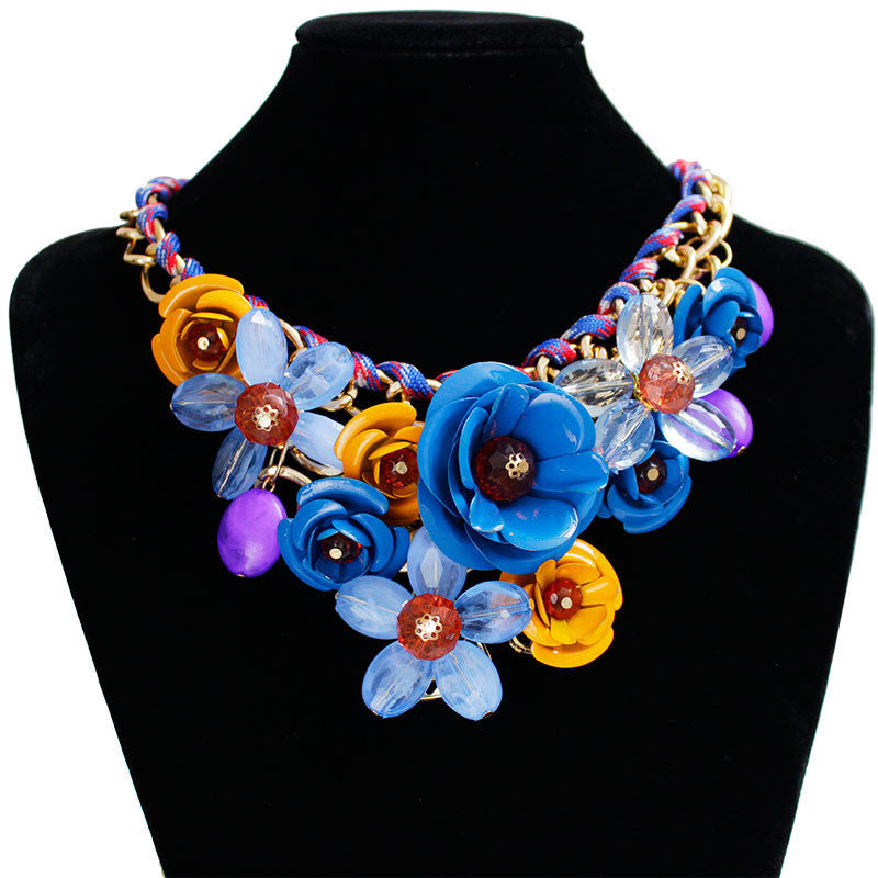 Online discount shop Australia - F&U Star Jewelry for women maxi necklace new design fashion statement necklace flowers necklaces & pendants