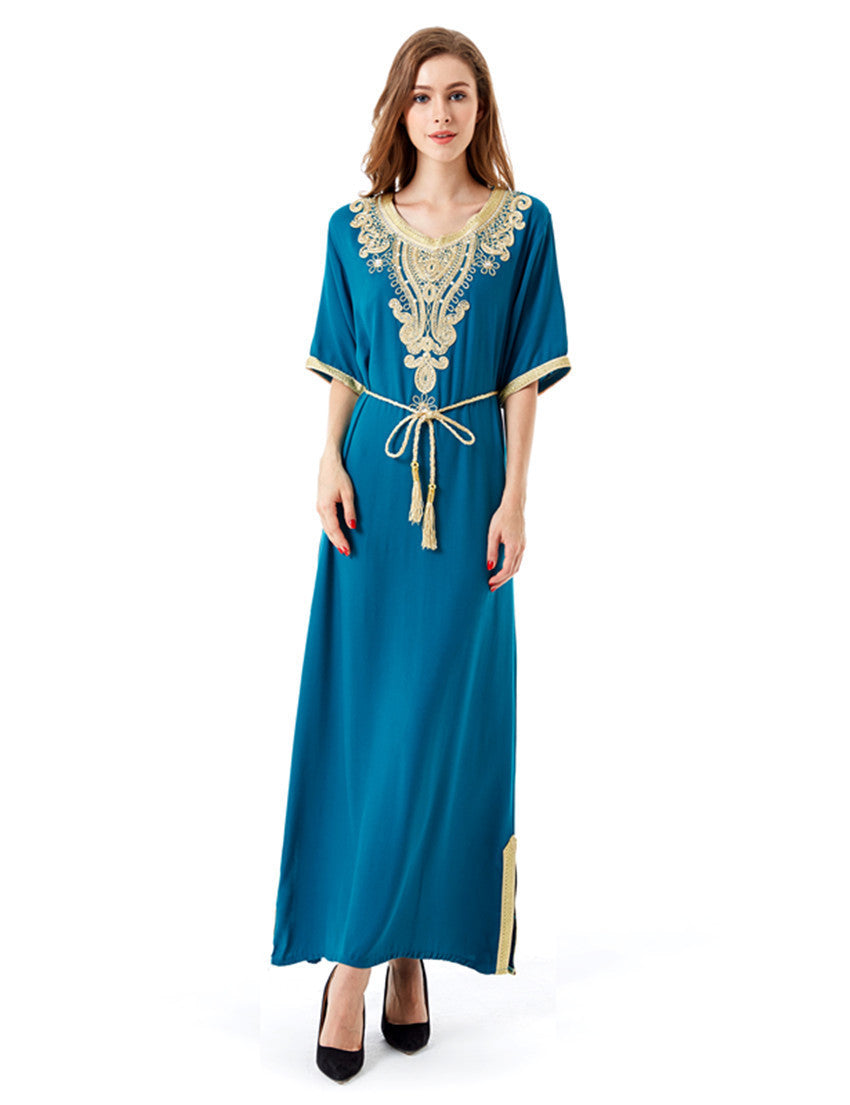 Online discount shop Australia - Muslim women Long sleeve Dubai Dress maxi abaya jalabiya islamic women dress clothing robe kaftan Moroccan fashion embroidey1605