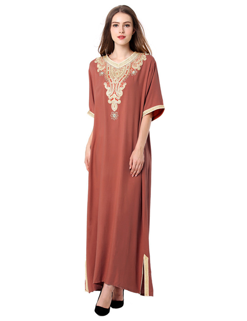 Online discount shop Australia - Muslim women Long sleeve Dubai Dress maxi abaya jalabiya islamic women dress clothing robe kaftan Moroccan fashion embroidey1605