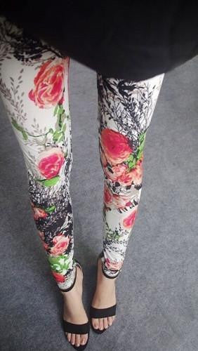 Women Leggings Printed 20 Colors Women Spandex Leggins Microfiber Flower Printed Floral Leggins