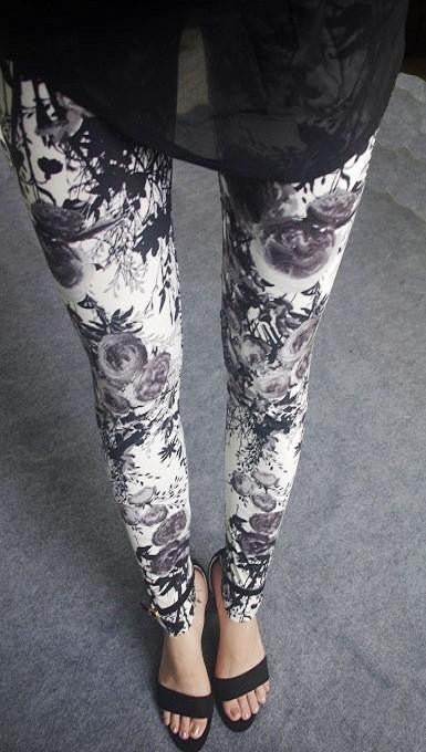 Women Leggings Printed 20 Colors Women Spandex Leggins Microfiber Flower Printed Floral Leggins