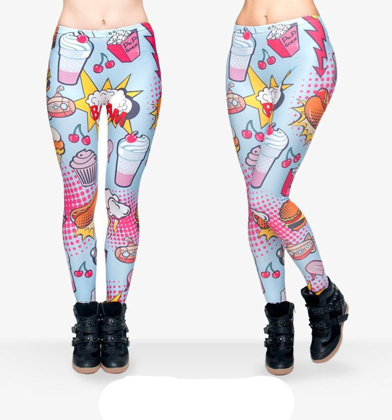 Zohra Fashion Fast Food Comix 3D Printing Punk Women's Ladies Legging