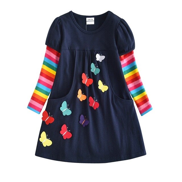 Girls Winter Dress Kids Sequin Dress Girls Heart Design Dresses For Girls Children Long Sleeve Cotton Kids