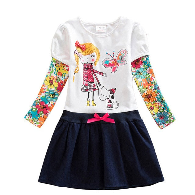 Girls Winter Dress Kids Sequin Dress Girls Heart Design Dresses For Girls Children Long Sleeve Cotton Kids