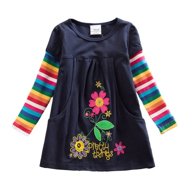 Girls Winter Dress Kids Sequin Dress Girls Heart Design Dresses For Girls Children Long Sleeve Cotton Kids