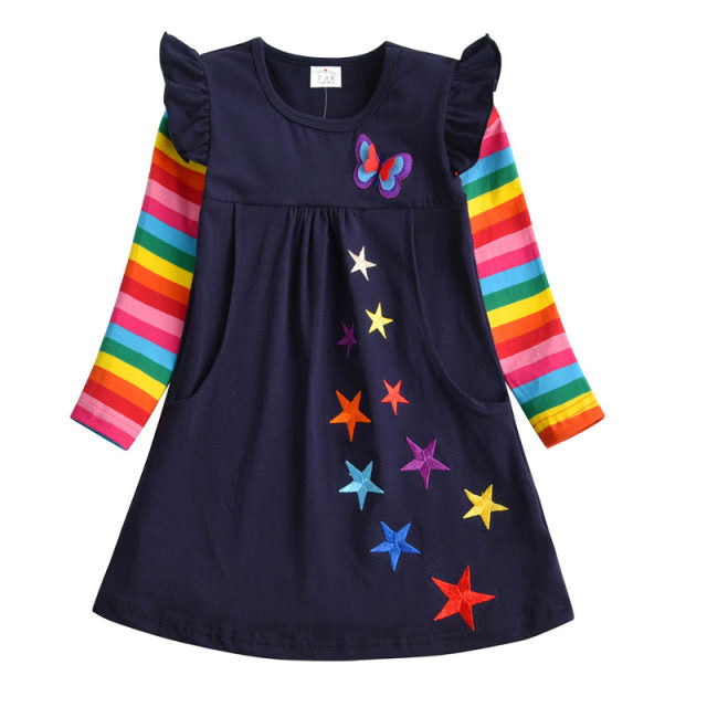 Girls Winter Dress Kids Sequin Dress Girls Heart Design Dresses For Girls Children Long Sleeve Cotton Kids