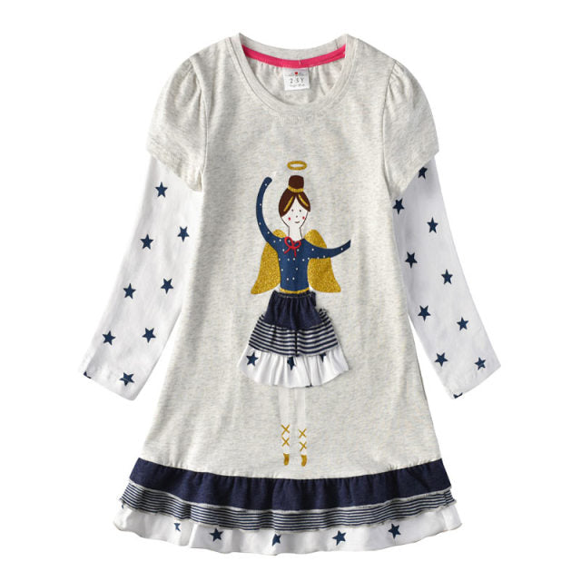 Girls Winter Dress Kids Sequin Dress Girls Heart Design Dresses For Girls Children Long Sleeve Cotton Kids