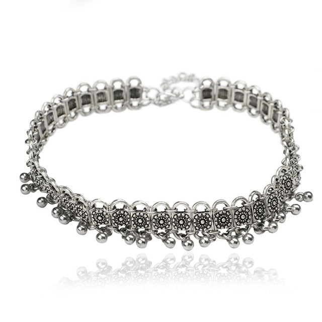 Flower alloy bead necklace tassel short necklace catwalk fashion alloy neck and neck tassel necklace 3543