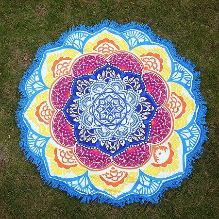Online discount shop Australia - Hot Women Chic Tassel Indian Mandala Tapestry Lotus Printed Bohemian Beach Towel Yoga Mat Sunblock Round Bikini Cover-Up Blanket