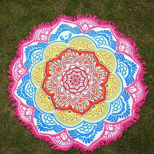 Online discount shop Australia - Hot Women Chic Tassel Indian Mandala Tapestry Lotus Printed Bohemian Beach Towel Yoga Mat Sunblock Round Bikini Cover-Up Blanket
