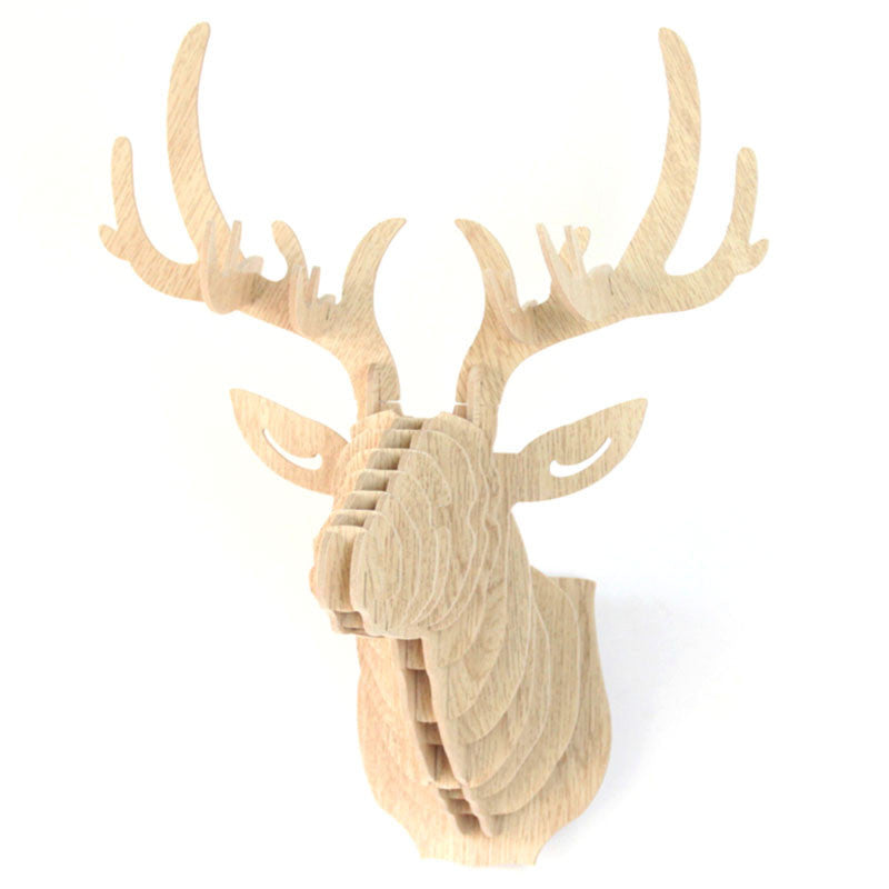 Online discount shop Australia - 3D Puzzle Wooden DIY Creative Model Wall Hanging Deer Head Elk Wood Gift Craft Home Decoration Animal Wildlife